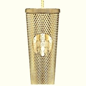 New Starbucks Christmas 2022 Gold Venti Studded  Diamond Tumbler 24oz Cold Cup